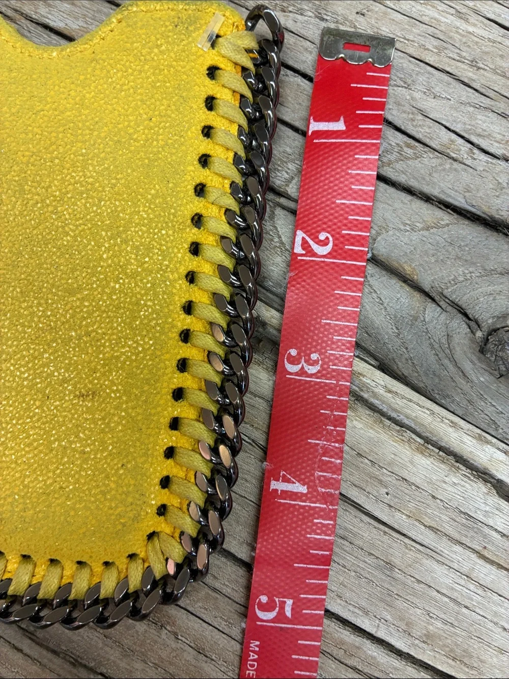 Stella McCartney Yellow Chain-Trim Phone Sleeve with Logo Charm